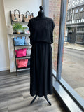 Box Pleat Wide Leg Embossed Trousers