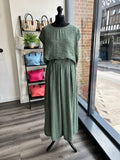 Box Pleat Wide Leg Embossed Trousers