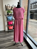 Box Pleat Wide Leg Embossed Trousers
