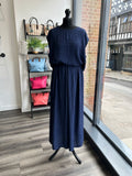 Box Pleat Wide Leg Embossed Trousers