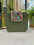 Beaded Box Crossbody Bag - Khaki