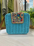 Beaded Box Crossbody Bag - Turquoise