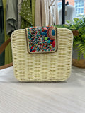 Beaded Box Crossbody Bag - Cream
