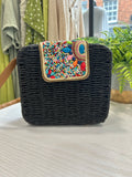 Beaded Box Crossbody Bag - Black