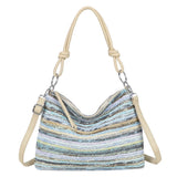 Rattan Shoulder Bag - Blue