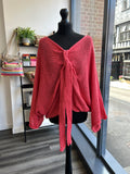 Open Weave Cotton Knit Top - Strawberry