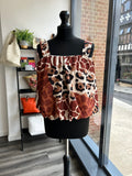 Bubble Hem Animal Print Tops