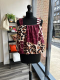 Bubble Hem Animal Print Tops