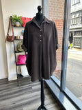 Needlecord Button Back Tunic - Chocolate