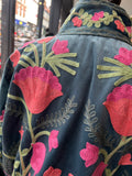 Embroidered Velvet Jacket - Blue