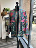 Embroidered Velvet Jacket - Blue