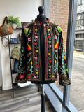 Embroidered Velvet Jacket - Moss