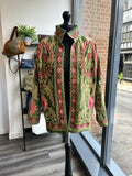 Embroidered Velvet Jacket - Olive