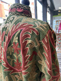 Embroidered Velvet Jacket - Olive