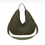 Large Corduroy Sherpa Bag - Khaki