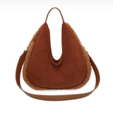 Large Corduroy Sherpa Bag - Tan