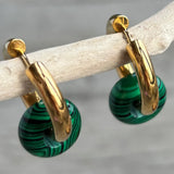 18ct Gold Plated Malachite Doughnut Earrings