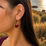 18ct Gold Plated Red Agate Hoop Drop Earrings