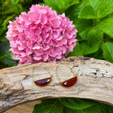 18ct Gold Plated Red Agate Hoop Drop Earrings