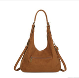 Faux Suede Shoulder Bag - Wine