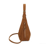 Faux Suede Shoulder Bag - Wine