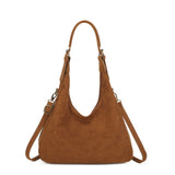 Faux Suede Shoulder Bag - Tan