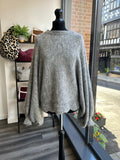 Wool Blend Batwing Balloon Sleeve Jumper - Dove Grey