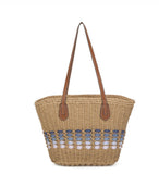 Straw Shopper - Blue