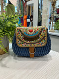 Beaded Crossbody Bag - Blue