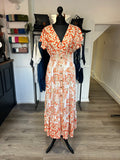 V Neck Maxi Dress - Orange