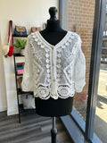 Crochet Button Down Top - White
