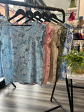 Button Back Floral Cheesecloth Top