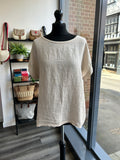 Linen Front Jersey Back Top