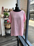 Linen Front Jersey Back Top