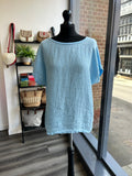 Linen Front Jersey Back Top
