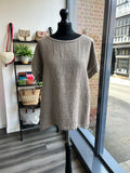Linen Front Jersey Back Top