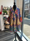 Cotton Beaded Smock Dress - Blue