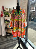 Cotton Beaded Smock Dress - Pink