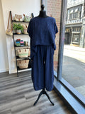 Patterned Balloon Leg Trousers - Navy