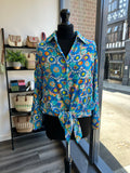 Floral Shirt - Royal Blue
