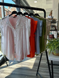 Sleeveless Cotton Button Down Top