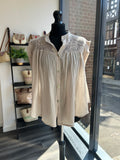 Sleeveless Cotton Button Down Top
