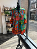 Cotton Beaded Smock Dress - Multi