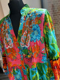 Cotton Beaded Smock Dress - Multi
